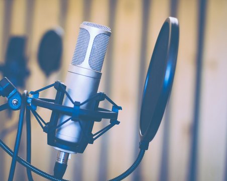 Microphone in studio or radio
