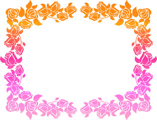 Horizontal gradient frame with roses.