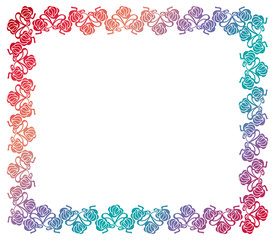 Horizontal gradient frame with roses.