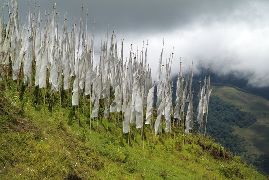 Bhutan, Trashigang, Prayer Flags