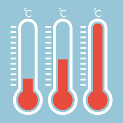  Red thermometers with different levels