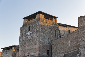 Fototapeta na wymiar Walls of medieval Sigismondo Castle in Rimini, Italy.