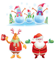Set of colorful christmas characters