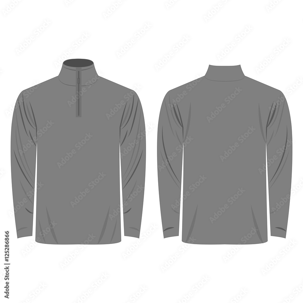 Poster Half-Zipper long sleeve grey Shirt isolated vector on the white background