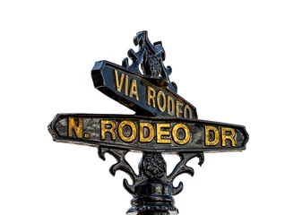 Stof per meter Sign of Rodeo Drive in Beverly Hills, Los Angeles - Picture isolated on white background © Michael Urmann