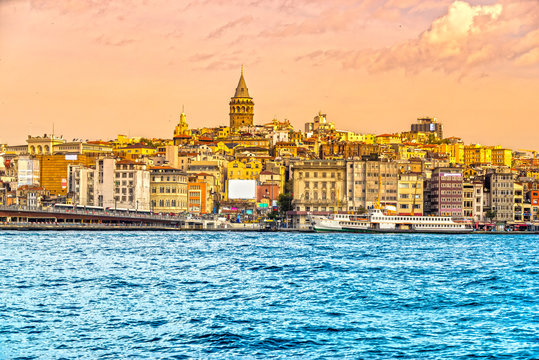 Istanbul at sunset - Galata district, Turkey