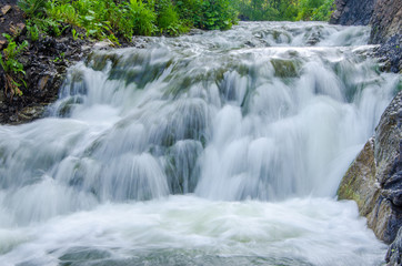 falling water in the morning mist.