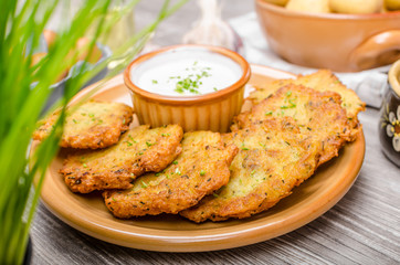 Potato pancakes with cheese