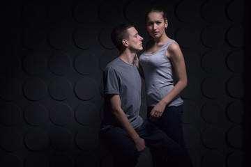 Passionate young couple in the room