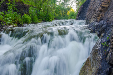 falling water in the morning mist.