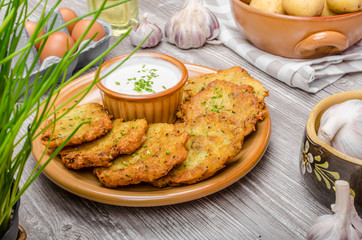 Potato pancakes with cheese