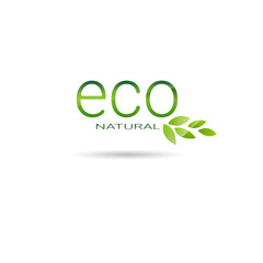 Eco Friendly Organic Natural Product Web Icon Green Logo Flat Vector Illustration