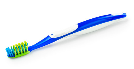 Blue toothbrush isolated on white background