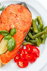 Crispy roasted salmon steak