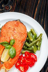 Crispy roasted salmon steak