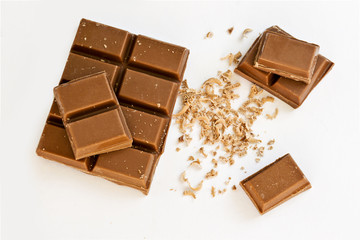 Milk cooking chocolate on white