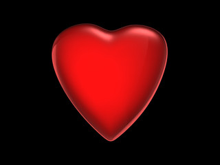 Shiny heart shape.3D rendering.
