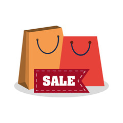 Bags and sale icon.Cyber monday shopping and payment theme. Colorful design. Vector illustration