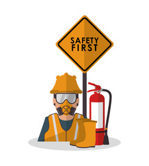 Obraz na płótnie Canvas Avatar worker with mask icon. Industrial safety security and protection theme. Colorful design. Vector illustration