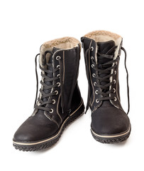 A pair of warmed boots black color isolated on white