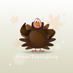 Happy Thanksgiving Day Turkey Autumn Traditional Holiday Banner Flat Vector Illustration