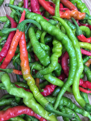 colorful hot peppers as a background