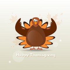 Happy Thanksgiving Day Turkey Autumn Traditional Holiday Banner Flat Vector Illustration