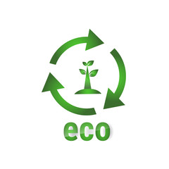 Eco Friendly Organic Natural Product Web Icon Green Logo Flat Vector Illustration