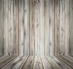 Teak wood plank texture background perspective.