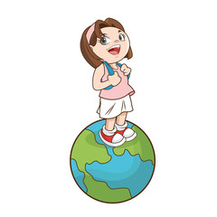 Girl cartoon over planet icon. Back to school theme. Colorful design. Vector illustration