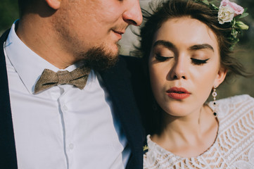 Naklejka premium Portrait couples, tenderness love nature, mountains