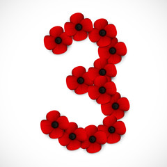 number three poppy background