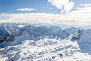 Fototapeta na wymiar Snow-covered Alpine mountain slope