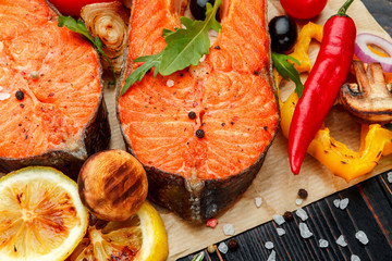 Crispy roasted salmon steak