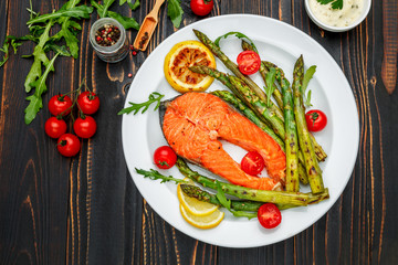 Crispy roasted salmon steak