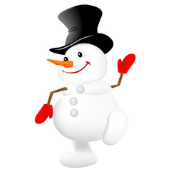 Christmas snowman vector illustration on white background