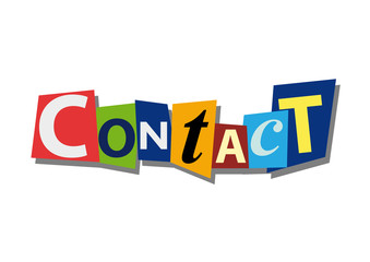contact, word and text cut from paper, in flat design