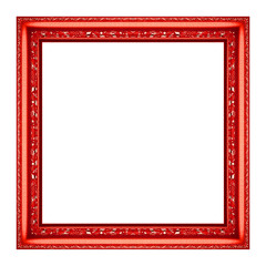 Old antique red frame Isolated on white background