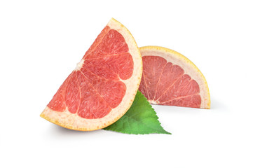 Slices of grapefruit on white