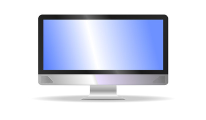 Computer monitor with a blank blue screen