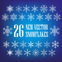 Fototapeta na wymiar New vector snowflakes on a blue background