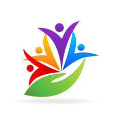 Hand caring people logo vector
