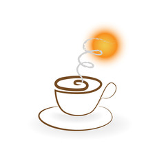 Swirly cup of coffee logo vector