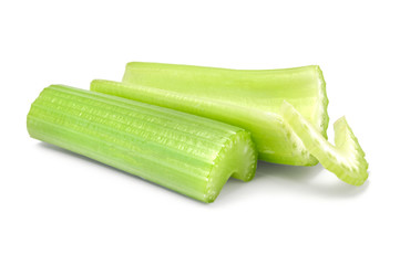 Single celery stalk on a white background