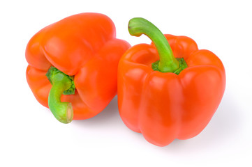 Two bell pepper on a white background.