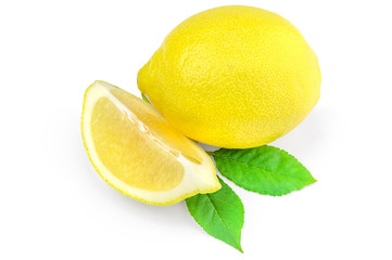 Fresh lemon on white background