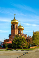 Orthodox church with gold dome in morning