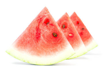Slices of watermelon on white background