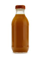 Bottle filled with orange liquid