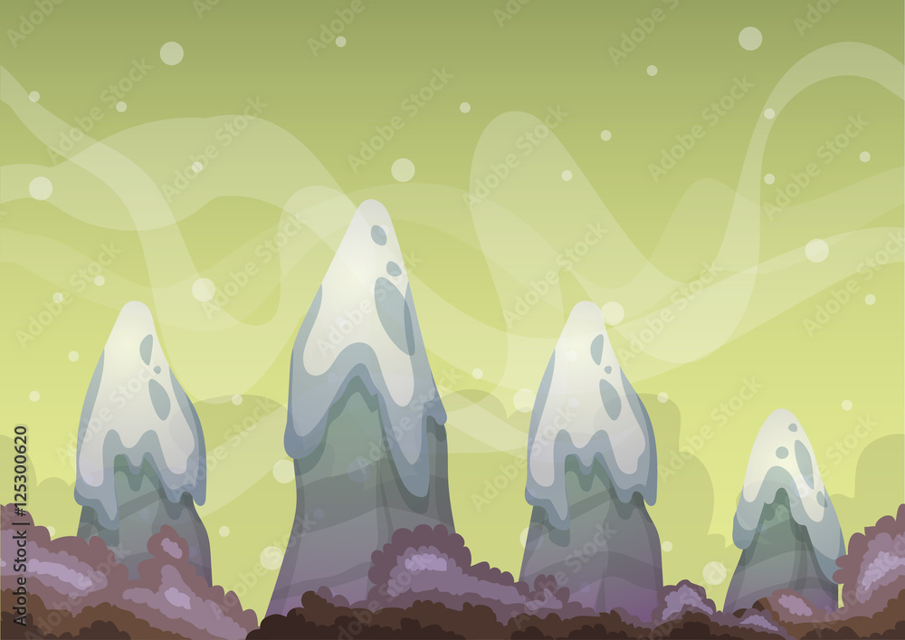 Poster cartoon vector sky background with separated layers for game art and animation game design asset in 